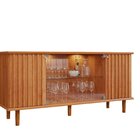 Buffet De Sala De Jantar 4 Portas Com Led E Pés Em Madeira Ma