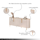 Buffet Decorativo América 4 Portas Pés Metálicos Dourados Off