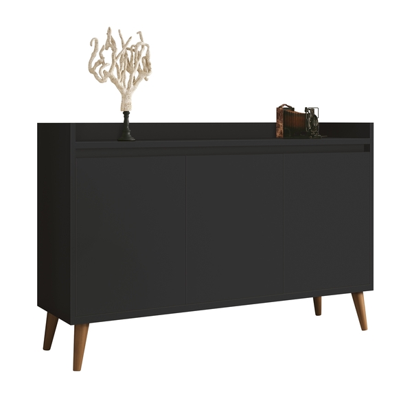 Buffet Delta Delux Retrô 3 Portas Preto – Móveisaqui