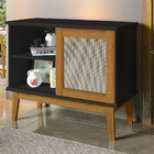 Buffet Denver 1 Porta Preto/madeira – Tebarrot Móveis