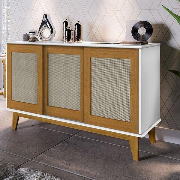 Buffet Detroit 3 Portas Branco/madeira – Tebarrot Móveis