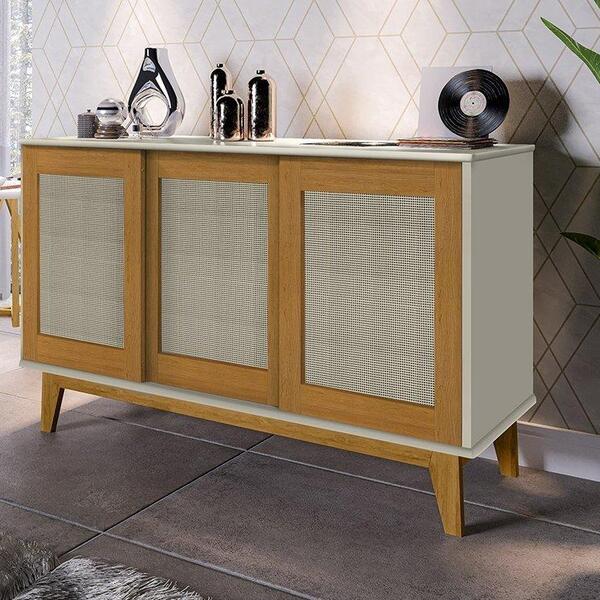 Buffet Detroit 3 Portas Off/white / Madeira - Tebarrot