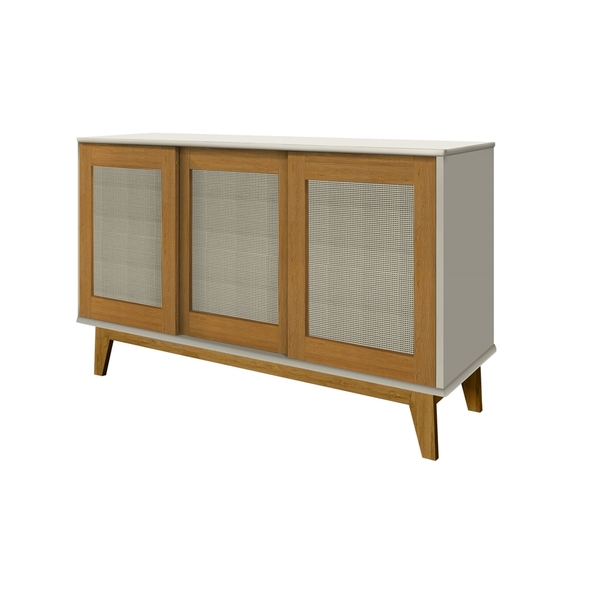 Buffet Detroit 3 Portas Off White/madeira – Tebarrot Móveis