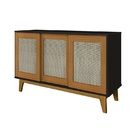 Buffet Detroit 3 Portas Preto/madeira – Tebarrot Móveis