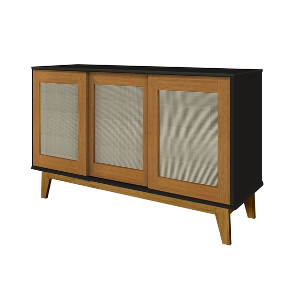 Buffet Detroit 3 Portas Preto/madeira – Tebarrot Móveis