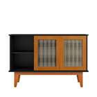 Buffet Detroit 3 Portas Preto/madeira – Tebarrot Móveis