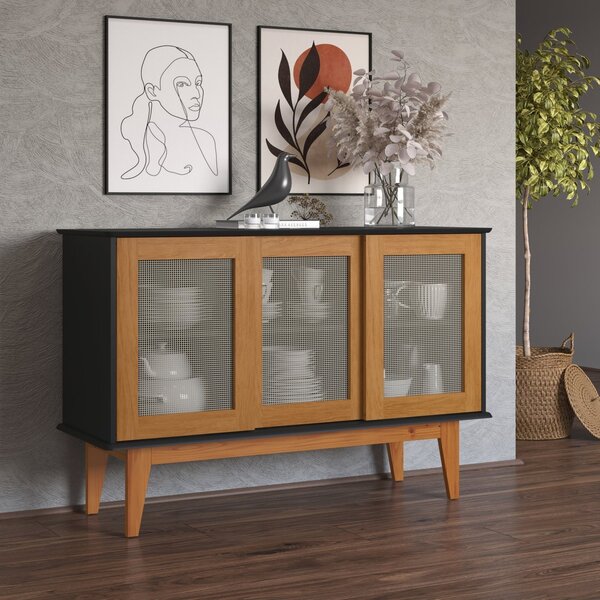 Buffet Detroit 3 Portas Retrô Tebarrot Preto/mad