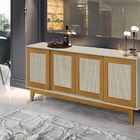 Buffet Detroit 4 Portas Off White/madeira – Tebarrot Móveis