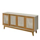 Buffet Detroit 4 Portas Tebarrot Off White Madeira Pés Madeir