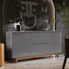 Buffet Duas Portas Flow Cinza/freijó - Ej Móveis