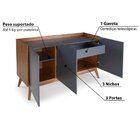 Buffet Elohin Com 3 Portas Pinhão/cinza Grafite