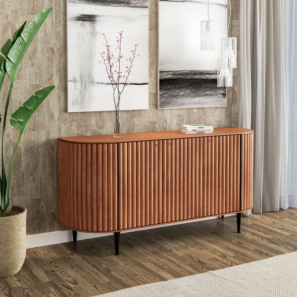 Buffet Em Madeira Maciça Com Verniz Radiato Champagne/preto