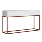 Buffet Eros 2 Gavetas Estilo Industrial Branco Com Cobre
