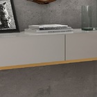 Buffet Eros 2 Gavetas Estilo Industrial Offwhite Com Dourado