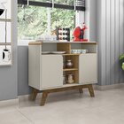 Buffet Estilo Retrô Cantos Curvos Pés De Madeira Maciça Beril