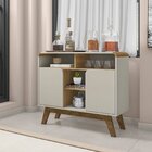 Buffet Estilo Retrô Cantos Curvos Pés De Madeira Maciça Beril