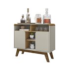 Buffet Estilo Retrô Cantos Curvos Pés De Madeira Maciça Beril