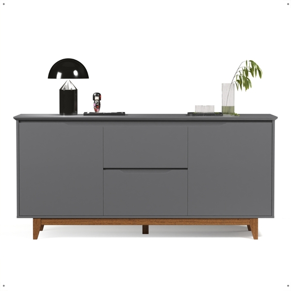 Buffet Flow 2 Portas Gavetas Organizadoras Pés Pinus Madeira