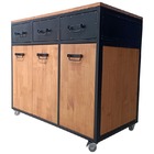 Buffet Gourmet Industrial Com 3 Gavetas, 3 Portas E 4 Rodízios