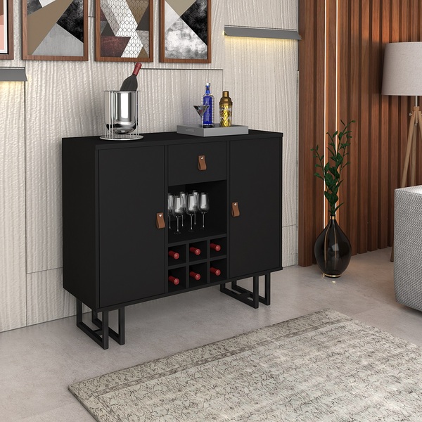 Buffet Londres 2 Portas Estilo Industrial Preto Base Preto Co
