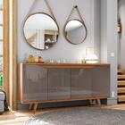 Buffet Louise Cedro Cinza Pérola 4 Portas