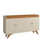 Buffet Madrid Pés Em Madeira Maciça 4 Portas Mavaular Off Whi