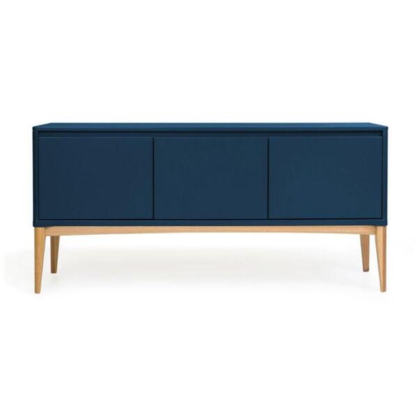 Buffet Máxima Moveis 3 Portas Oslo Natural E Azul Noite