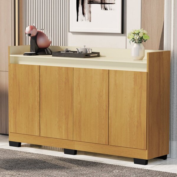 Buffet Mdp 4 Portas 2 Prateleiras Real Mel/pérola