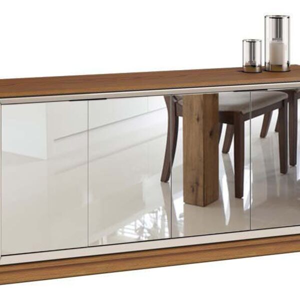 Buffet Ópera Off White Com Freijó E Espelho - Imcal Móveis