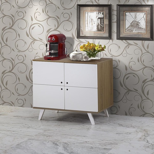 Buffet Ou Balcão 4 Portas Elegance - 100% Mdf - Amadeirado E