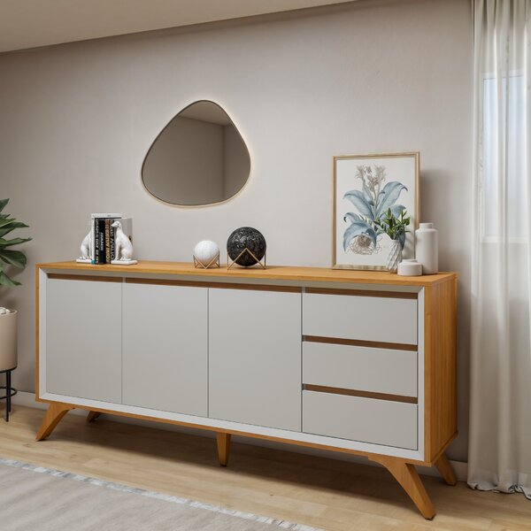 Buffet Para Sala De Jantar 100%mdf  3 Portas Pés Em Madeira M