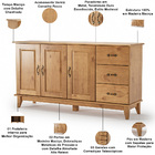 Buffet Para Sala De Jantar 156cm Madeira Maciça Lira M06 Carv