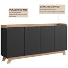 Buffet Para Sala De Jantar 200x96x40cm John Preto/freijó