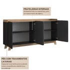 Buffet Para Sala De Jantar 200x96x40cm John Preto/freijó