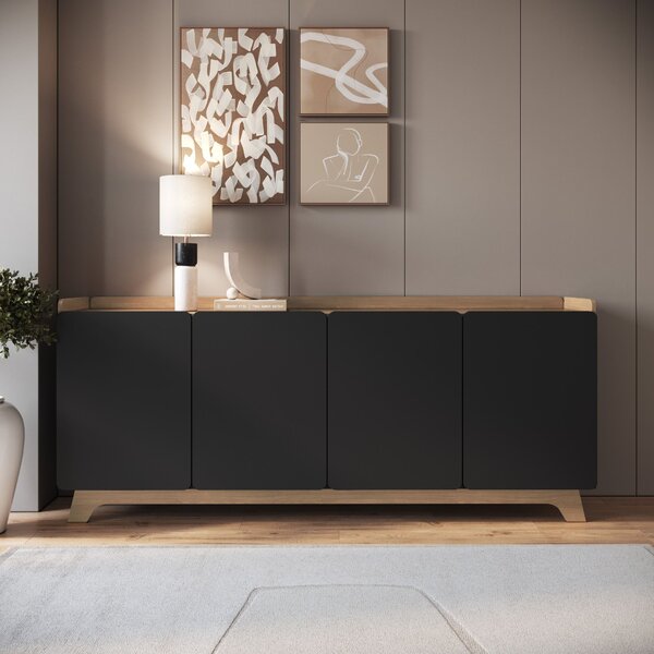 Buffet Para Sala De Jantar 200x96x40cm John Preto/freijó