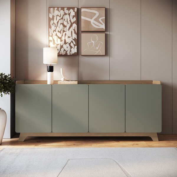 Buffet Para Sala De Jantar 200x96x40cm John Verde/freijó