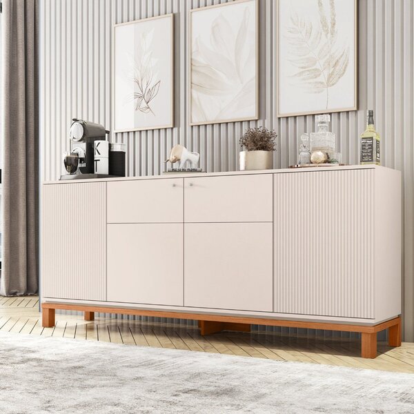 Buffet Para Sala De Jantar 4 Portas Mondrian Off White/freijó