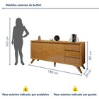 Buffet Para Sala De Jantar  100% Mdf 3 Portas Pés Em Madeira
