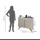 Buffet Para Sala De Jantar Laqueado 100% Mdf 2 Portas 92cm Pé