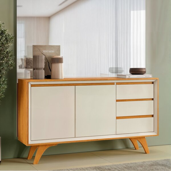 Buffet Para Sala De Jantar Laqueado 100% Mdf 2 Portas Pés Mad