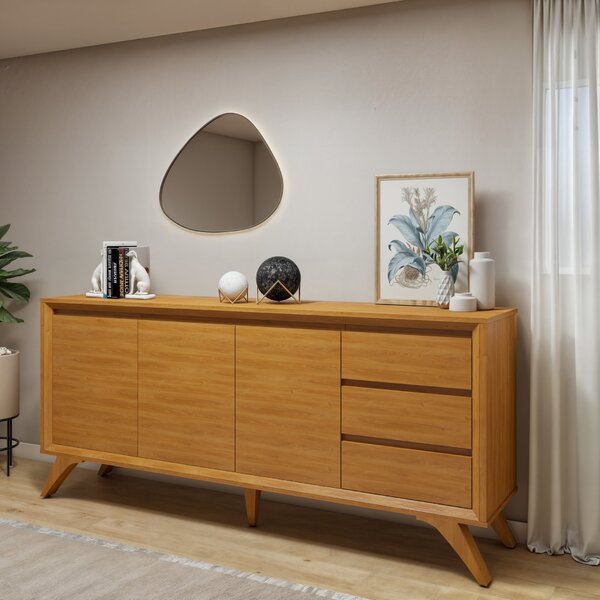 Buffet Para Sala De Jantar Laqueado 100% Mdf 3 Portas Pés Em