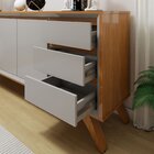 Buffet Para Sala De Jantar Laqueado 100% Mdf 3 Portas Pés Em