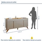 Buffet Para Sala De Jantar Laqueado 100% Mdf 4 Portas 172cm P