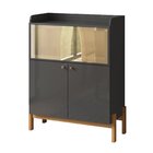 Buffet Para Sala De Jantar Mdf 3 Portas Cloe Chumbo/nature