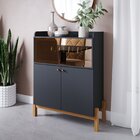 Buffet Para Sala De Jantar Mdf 3 Portas Cloe Chumbo/nature