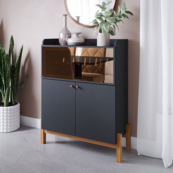 Buffet Para Sala De Jantar Mdf 3 Portas Cloe Chumbo/nature