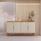 Buffet Pés Em Madeira Maciça 160cm X 80cm Jequitibá/off White