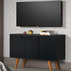 Buffet Portas 3 Portas Retrô Preto - Balcão Multiuso P/ Sal C