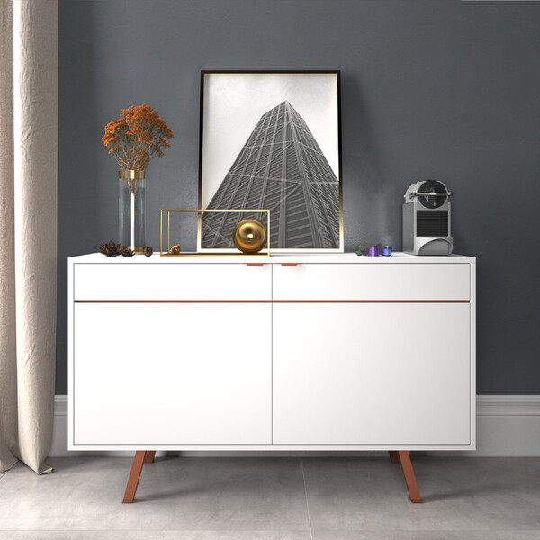 Buffet Portas Retrô Branco - Balcão Multiuso Novidade