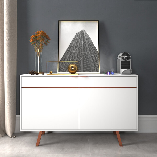 Buffet Portas Retrô Branco - Balcão Premium